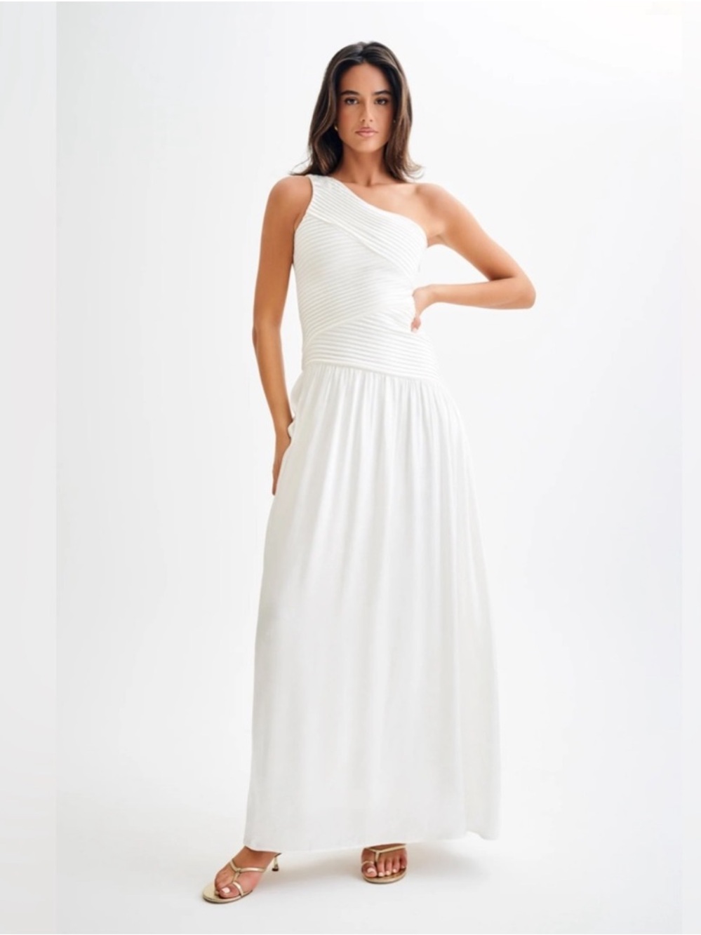 Meshki White One-Shoulder Maxi Dress